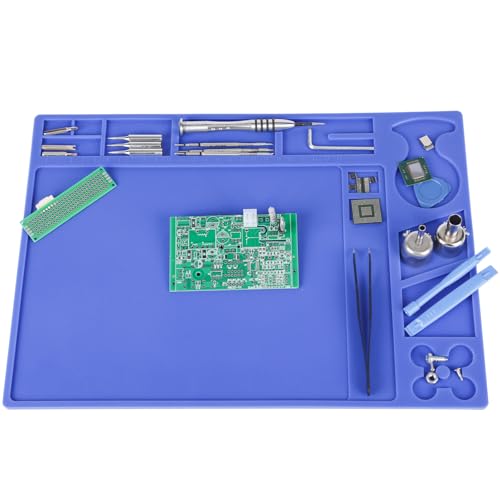 YIHUA M160 Heat-resistant Soldering Mat with Multiple Storage Slots, Built-in Ruler, Bendable Soft Silicone Soldering Mat, Dimensions 13.78 * 9.96 * 0.2 inches (350 * 253 * 5mm) - size: 13.78 in × 9.96 in