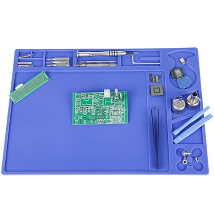 YIHUA M160 Heat-resistant Soldering Mat with Multiple Storage Slots, Built-in Ruler, Bendable Soft Silicone Soldering Mat, Dimensions 13.78 * 9.96 * 0.2 inches (350 * 253 * 5mm) - size: 13.78 in × 9.96 in