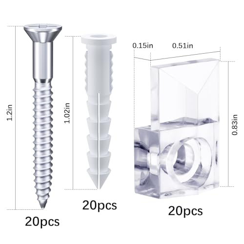 Mirror Holder Clips Clear Plastic Mirror Holders Mirror Mounting Clips Mirror Hanging Hardware Clips for Wall Frameless Heavy Duty Mirror Mirrors Retainer Clips Screws Kit (Classic Style B) - style: Classic Style B