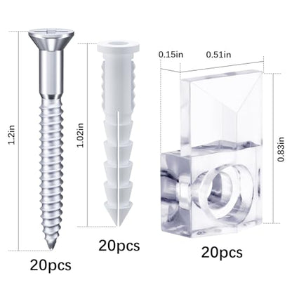 Mirror Holder Clips Clear Plastic Mirror Holders Mirror Mounting Clips Mirror Hanging Hardware Clips for Wall Frameless Heavy Duty Mirror Mirrors Retainer Clips Screws Kit (Classic Style B) - style: Classic Style B