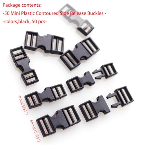 50PCS Mini Plastic Contoured Side Release Buckles for DIY Handmade Tiny Clothes Sewing Mini project production - size: Internal width 6mm