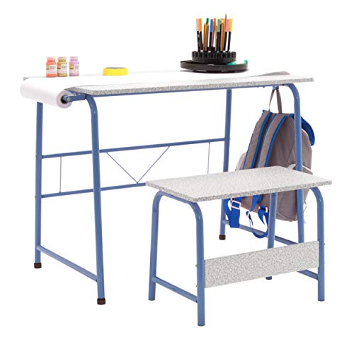 Project Center, Kids Craft Table with Bench In Blue / Spatter Gray 55126 - color: Blue