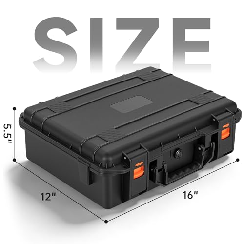 TORIBIO Hard Carrying Case with Foam, Shockproof Storage Box 16"x12"x4" - size: 16" x 12" x 4"