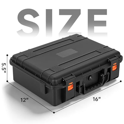 TORIBIO Hard Carrying Case with Foam, Shockproof Storage Box 16"x12"x4" - size: 16" x 12" x 4"