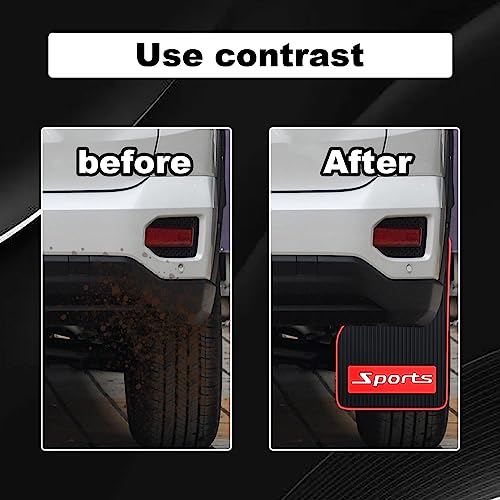 4 pcs Car Mud Flaps Universal Rubber Mudguard - Soft Material Automotive Fender - Splash Guards Rubber mud Guard Universal Pickup SUV - No Collision Universal 43cm23cm0.5cm - color: Black Red (Long)