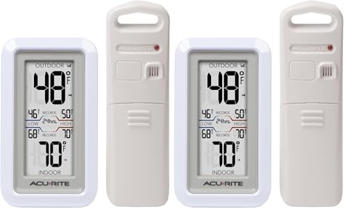 AcuRite 02049 Digital Thermometer with Indoor/Outdoor Temperature,White (Pack of 2) - color: White, size: 2-Pack