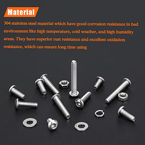 HELIFOUNER 560 Pieces M3 x 4mm /6mm /8mm /10mm /12mm /16mm /20mm, Button Head Socket Cap Screws Bolts Washers Nuts Kit, 304 Stainless Steel - size: M3, style: Button Head Socket Cap
