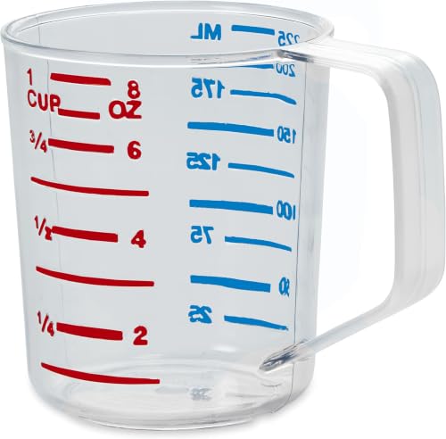 Rubbermaid Commercial Products Bouncer Clear Measuring Cup, 1-Cup /0.25-Quart, Clear, Strong Food Grade, Easy Read for Liquid/Dry Ingredients, for Home/Professional Kitchen (Pack of 12) - size: 1/4 Qt (Pack of 12)
