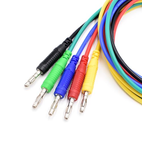zhenyu 5 Colors 4mm Banana Plug Male to Male Test Leads 14AWG Heavy Duty Jumper Wires Silicone Soft Test Cable for Multimeter Electrical Testing 20A 6Ft - size: Male to Male, style: 5Pcs-Length of 6 Feet
