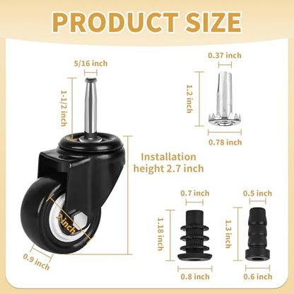 2 Inch Shop Vac Wheels Replacement Parts Stem Casters 5/16" x 1.5" (8x38mm) - style: 4 With Brake