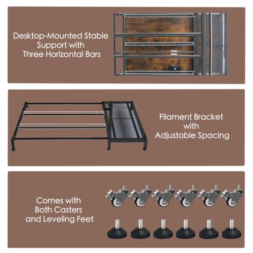 3D Printer Stand with Fliament Storage, Heavy Duty 3D Printer Table (Brown) - color: Brown, size: 2Tier