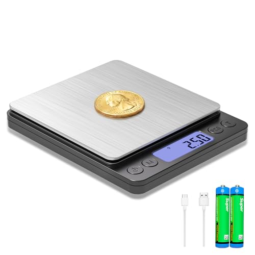 SKEAP Coin Scale to Weigh Coins, 1kg/0.01g High Accuracy Gram Scale for Coin Collectors, Gold and Jewelry, with USB Charging, LCD Display, PCS Counting, Includes Charging Cable and AAA Batteries - size: Black,1kg /0.01g