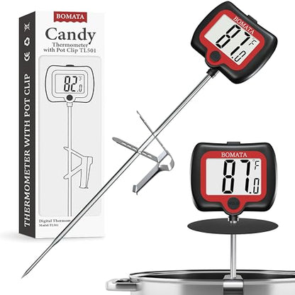 BOMATA Digital Candy Thermometer with Pot Clip, Deep Fry Oil Thermometer - color: Black
