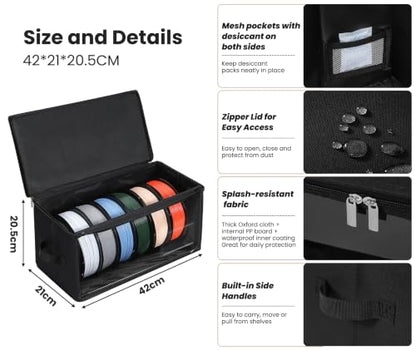 Filament Storage Box, 4 Packs Hold Up to 24 Rolls