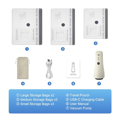 Vacuum Storage Bags with Pump,Space Saver,Cordless,8-Pack - size: 8 Combo Set