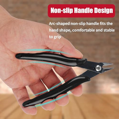 2 Pack Micro Wire Cutter, 5 Inches Flush Cutters, Black Side Cutters