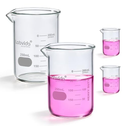 4pcs 250ml 3.3 Borosilicate Glass Thick Beakers, LVA009 - style: 4pcs of Vol.250ml