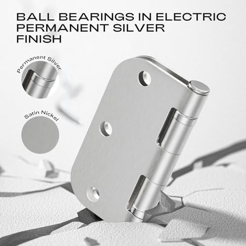 Brushed Nickel Door Hinges 3.5 Inch 5/8" Radius No-Squeak 18 Pack - color: Satin Nickel Ball Bearing, size: 18 Pack