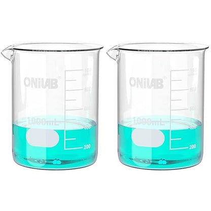 ONiLAB 1000mL Glass Beaker, 2 Pcs, Borosilicate Glass - style: 1000ml-2pcs