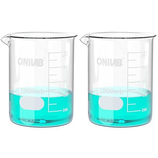 ONiLAB 1000mL Glass Beaker, 2 Pcs, Borosilicate Glass - style: 1000ml-2pcs