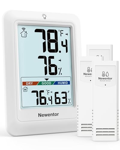 Newentor Indoor Outdoor Thermometer Wireless with 24H/48H/ALL-TIME High Low - color: White, size: with 3 sensor