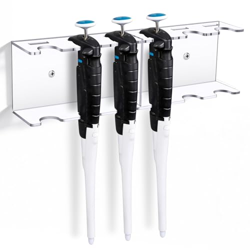 Wall Mounted Pipette Stand 6 Position, Acrylic Hanging Pipette Holder Rack for Micropipettes, Space Saving Lab Organizer, Fits Most Micropipettes