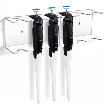 Wall Mounted Pipette Stand 6 Position, Acrylic Hanging Pipette Holder Rack for Micropipettes, Space Saving Lab Organizer, Fits Most Micropipettes