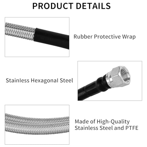 Mupera 6AN 70" Transmission Cooler Lines - 304SS Braided Lines Direct Fit - color: White, size: 70 Inch