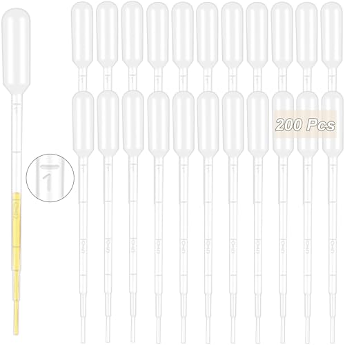 moveland 200Pcs 1ML Dropper Pipettes Plastic for Lab Science, Essential Oil - size: 1 ML