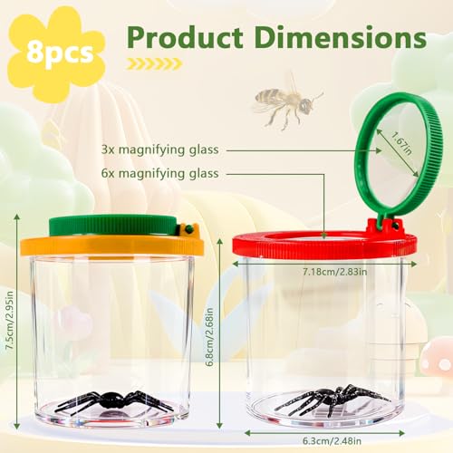 Lightning Bug Jar, Firefly Jar Bug Viewer for Kids Children Nature Exploration, 8 Pack - style: 8 Pack Multicolor