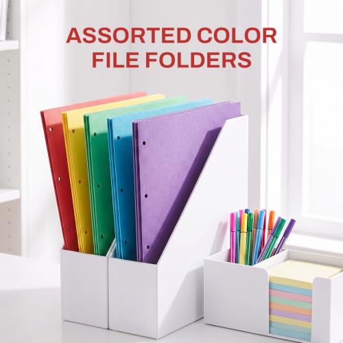 SUNEE Folders with Pockets 3 Hole Punched(50 Pack, Red), 2 Pocket Folders Fit Letter Size Paper, Paper File Folder for School Office Home Business - color: Red