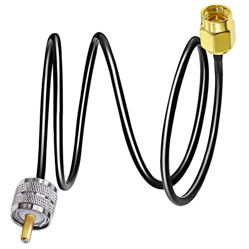 TUOLNK RG58 SMA to UHF PL259 Jumper Cable, 3.3ft(1M) SMA Male to SO239 Male Antenna Pigtail, Low Loss 50 Ohm Coax for CB & Ham Radio - size: 3.3ft