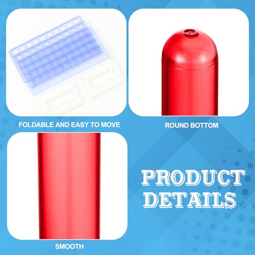 FoldTier 80 Pcs Neon Plastic Test Tube Shots for Liquor with Rack, 15 ml