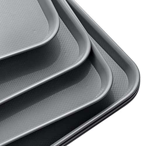 Aebeky Plastic Cafeteria Trays,Fast Food Serving Trays,13"X17",Set of 6 (Gray) - color: Gray