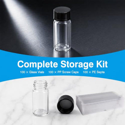 10mL Glass Storage Vial, 18-400 Screw Cap with PE Liner, 100-Pack - size: 10ml