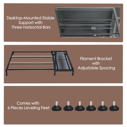 3D Printer Stand with Fliament Storage, Heavy Duty 3D Printer Table (Black) - color: Black, size: 3Tier