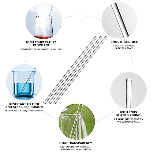 10Pcs Glass Stirring Rod 5.9" Length Stir Rod Mixing Tools with Both Ends Round, High Temperature Resistant - size: 6x150mm