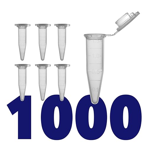 Kashi Scientific 1.5mL Clear Snap Cap Microcentrifuge Tube with Graduation, Lab Grade Polypropylene Plastic [1.5mL, 1000] - size: 1.5mL