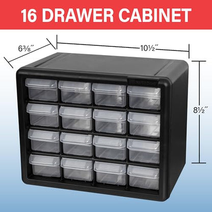 Akro-Mils 10116, 16 Drawer Plastic Parts Storage Hardware and Craft Cabinet, 10-1/2-Inch W x 6-1/2-Inch D x 8-1/2-Inch H, Black - color: Black, size: 16 Drawer, style: 1 Pack