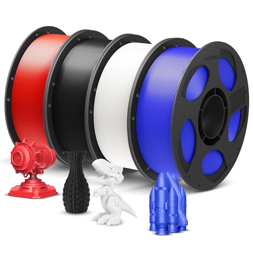 ANYCUBIC PLA Plus (PLA+), 3D Printer Filament 1.75mm Bundle, High Toughness, Dimensional Accuracy +/- 0.02mm, Print with Most FDM 3D Printers, 4 Pack 1KG Reusable Spool, Black, White, Blue, Red - color: 4kg Pla+ Black, White, Blue, Red