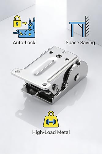90 Degree Folding Hinge Set of 2, self-Locking Hinge - color: Silver