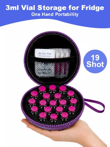 19-Slot Peptide Case for Fridge,Fits 1ml 2ml 3ml Vial Storage, Purple - color: 3ml 19-slot Vial Travel Case Purple