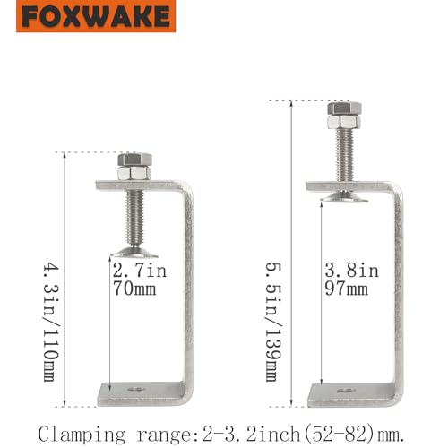 Stainless Steel C Clamps 3.2In for Mounting, Heavy Duty Metal U Clamp for Metal Working Small Desk Clamp with Stable Wide Jaw Opening & Protective Pads/I-Beam Design (2pcs) - color: 3 3/8 In-2pcs-86mm