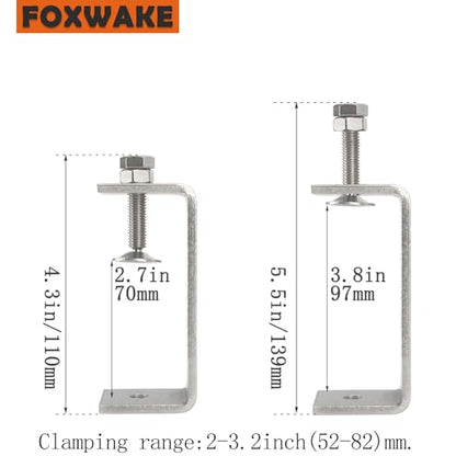 Stainless Steel C Clamps 3.2In for Mounting, Heavy Duty Metal U Clamp for Metal Working Small Desk Clamp with Stable Wide Jaw Opening & Protective Pads/I-Beam Design (2pcs) - color: 3 3/8 In-2pcs-86mm