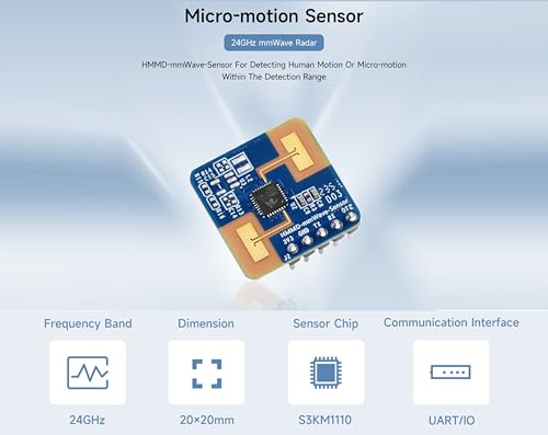Human Micro-Motion Detection mmWave Sensor Compatible with Raspberry Pi/Pi Pico/Jetson Nano/ESP32, 24GHz mmWave Radar, Based On S3KM1110, Adopt Frequency Modulated Continuous Wave (FMCW) Technology - color: 1PCS