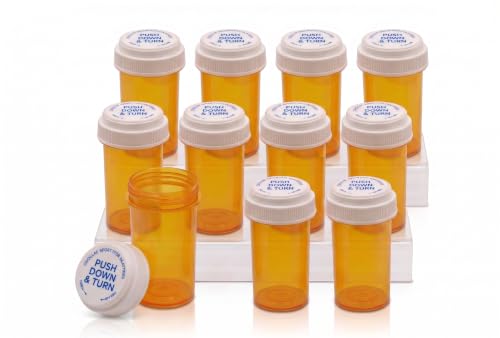 Empty Pill Bottles 13 Dram Amber Reversible Caps