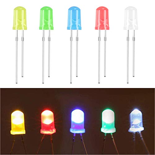 MCIGICM 5mm LED Light Diodes Kit, Multi-Colored - 5 Color, 100 Pcs