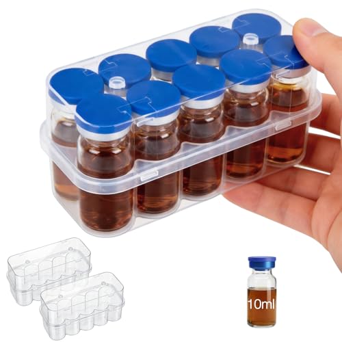 SUNMON 10 Slot Peptide Case for Fridge, 10ml Vial Storage Case for Refrigerator, 10ml Insulin Vial Holder for Diabetic Care (2 Pcs) - size: 10ml-10 Slot 2 Pcs