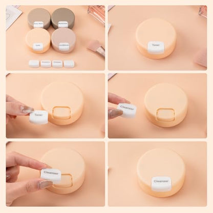 Gemice Travel Containers for Toiletries, Magnetic Travel Containers, TSA Approved Cream Jars with Toiletry Bag, Leak-proof Small 1oz Capsules Set with Multiple Labels for Organization (4 Pack)