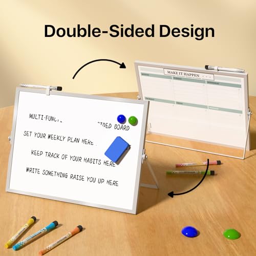 Marsrock Weekly Calendar Whiteboard with Stand, Dry Erase Magnetic 16"x12" - color: Green, size: 16"x12"